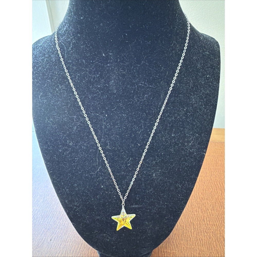 925 Silver Necklace Stamped Italy With Star Swarovski Crystal Pendant